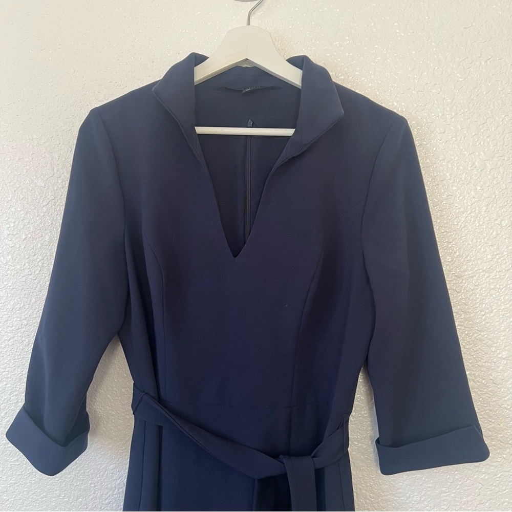 Black Halo Madeline sheath  3/4 sleeves Navy Blue dress 8 - Picture 6 of 11